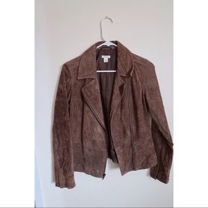 Halogen 100% Suede Leather Brown Jacket